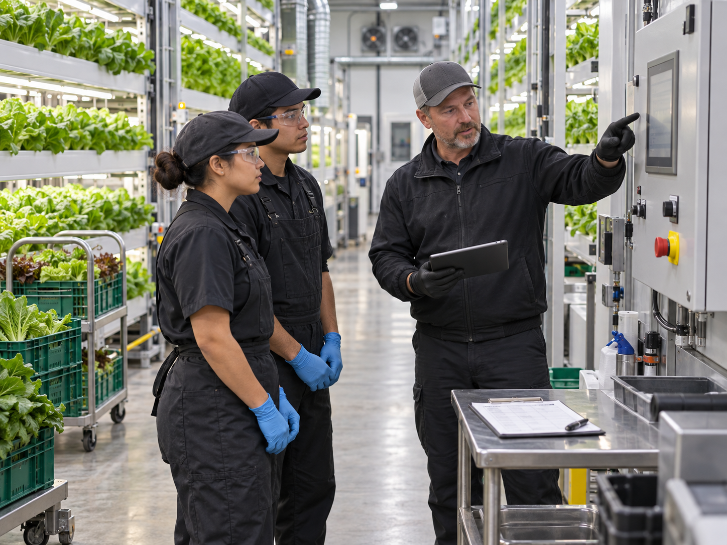 Farm team reviewing a crop trial together