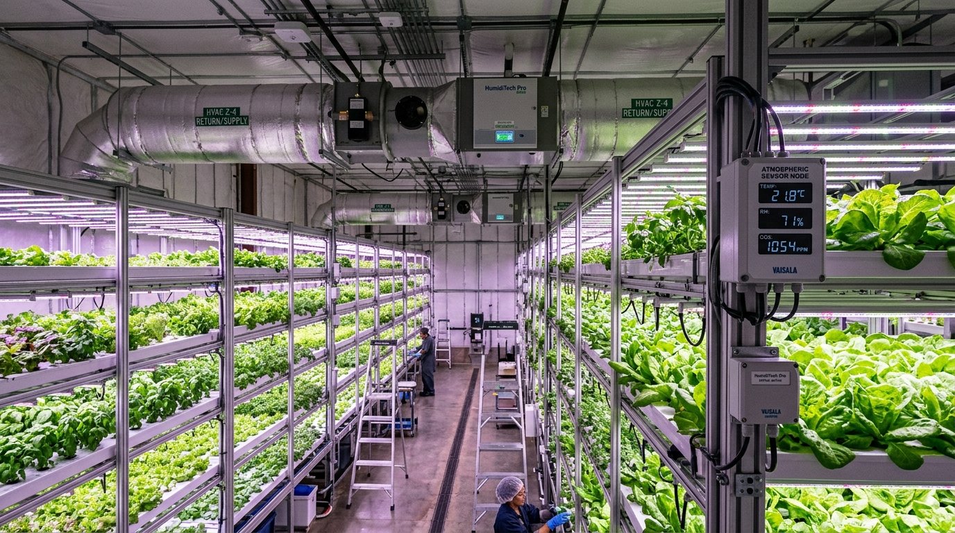 Climate control and sensor systems inside an indoor farm