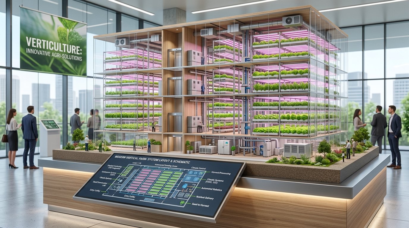Vertical farm architecture with stacked growing racks